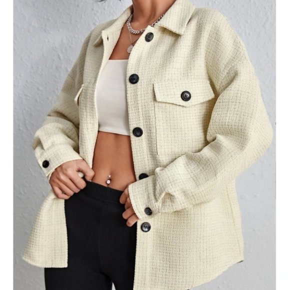 Casual Comfy Plaid Print Flap Pocket Overcoat Jacket Shacket Coat - Picture 9 of 10